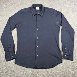 PS Paul Smith Slim Fit Long Sleeve Button Up Shirt Navy Blue Mens Size S Jersey